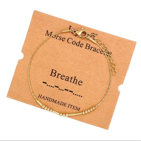 NWT Wool + Pepper Co. Morse Code Bracelet - BREATHE - Picture 1 of 6